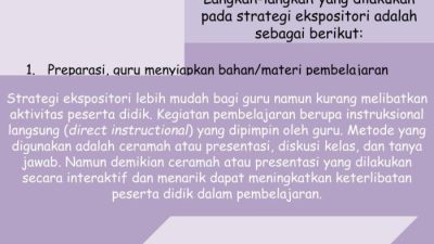 Strategi ekspositori dalam pembelajaran adalah