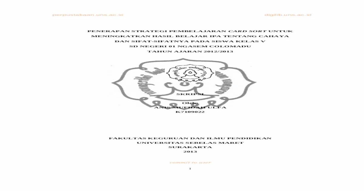 Strategi Pembelajaran Card Sort Mengurutkan Konsep Untuk Memahami Yang
